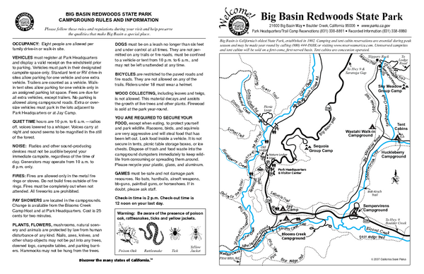 Big Basin State Park Map Big Basin Redwoods State Park Map - 21600 Big Basin Way Boulder Creek Ca •  Mappery