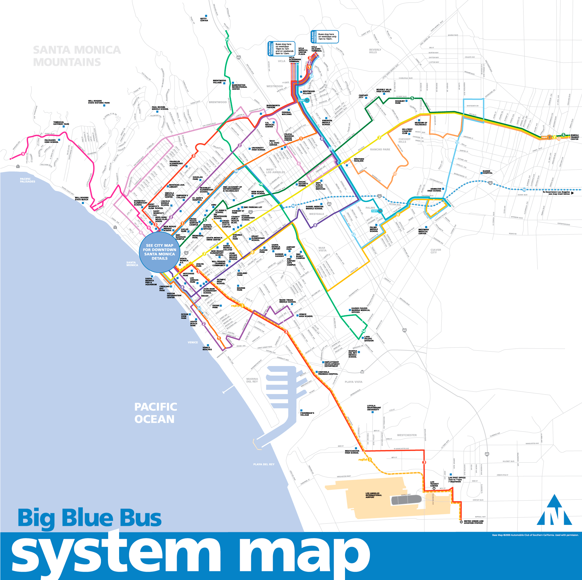 Big Blue Bus Map Big Blue Bus System Map - Santa Monica California • Mappery