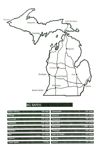 Big Rapids Distance Map