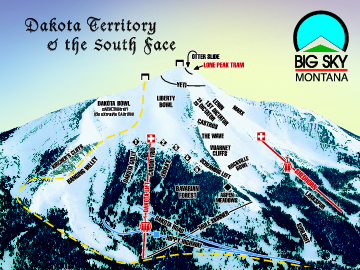 Big Sky Resort Dakota Territory Detail Ski Trail Map