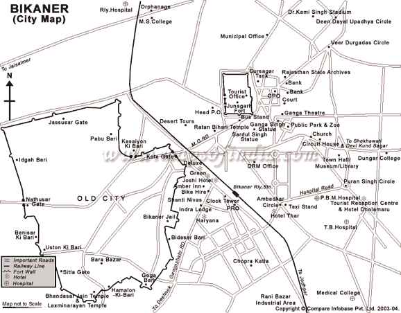 Bikaner Tourist Map