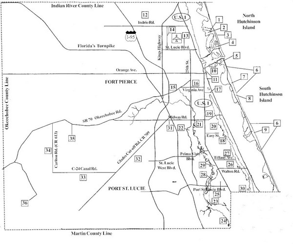 Birdwatching Areas in St. Lucie County Florida Map