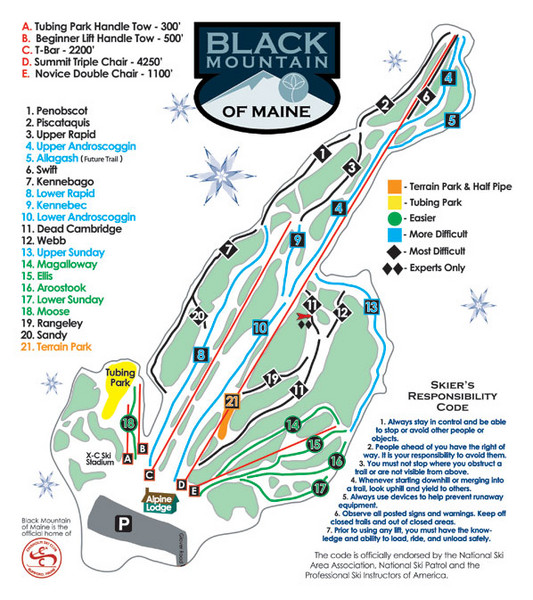 Black Mountain Ski Trail Map Rumford Maine United States • mappery