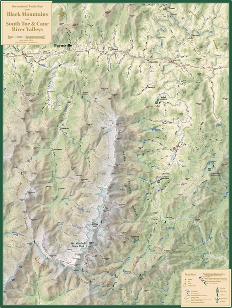 Black Mountains and South Toe and Cane River Valleys Map