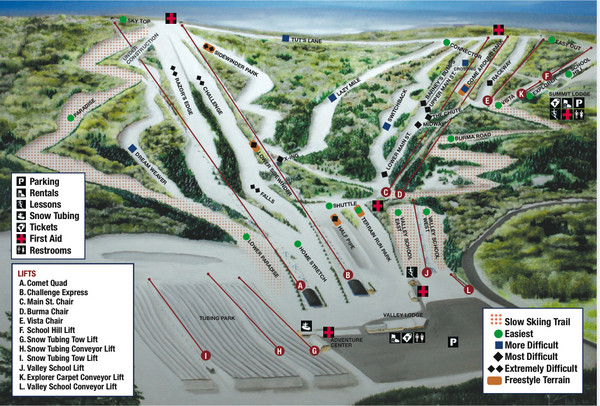 Blue Mountain Slope Map Blue Mountain Ski Area Ski Trail Map - Palmerton Pennsylvania United States  • Mappery