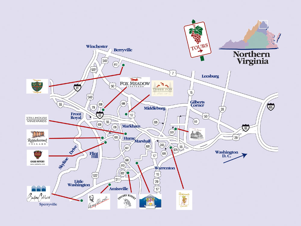 Blue Ridge vineyards map middleburg virginia • mappery