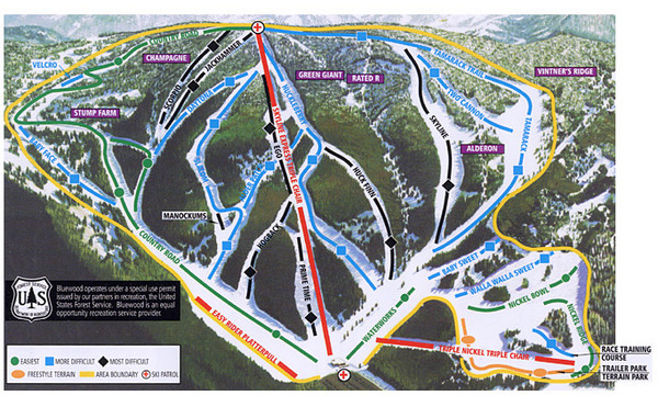 Bluewood Ski Trail Map
