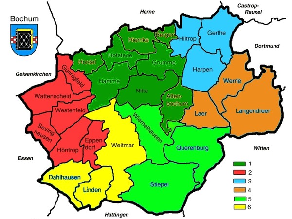 Bochum Stadtteile Map