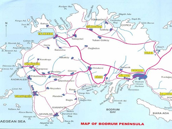 Bodrum Peninsula Map