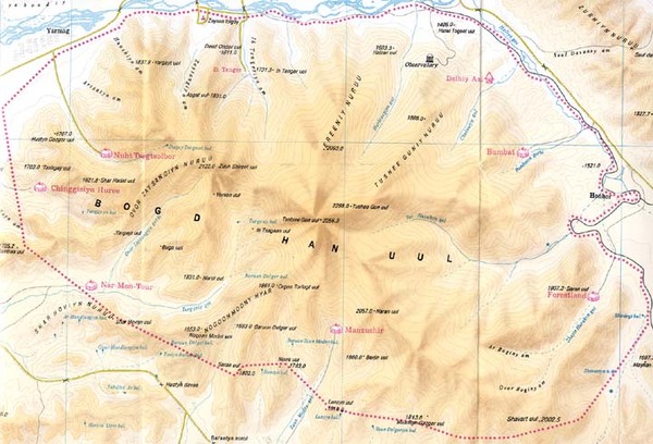 Bogdkhan National Park Map