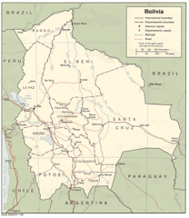 Bolivia Detail Map, 1986 Map