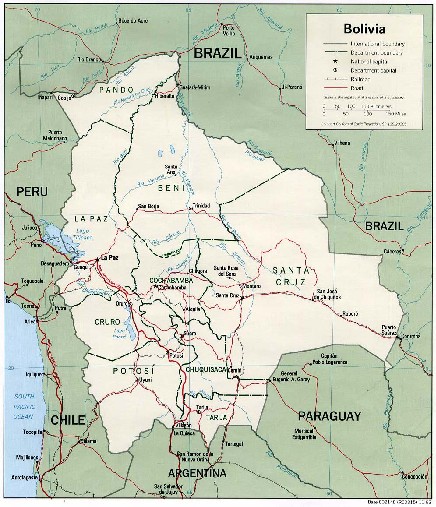 Bolivia Detail Map, 1993 Map