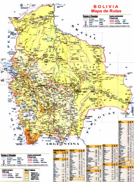 Bolivia Tourist Map