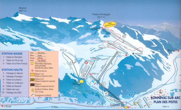 Bonneval sur Arc Ski Trail Map