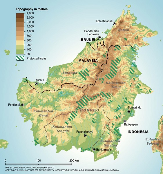 Map Of Borneo Indonesia Borneo Protected Areas Map - Borneo Indonesia • Mappery