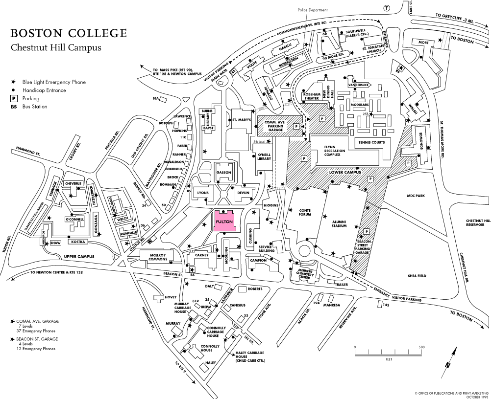 Boston College Chestnut Hill Campus Map - beacon street and hammond st • mappery