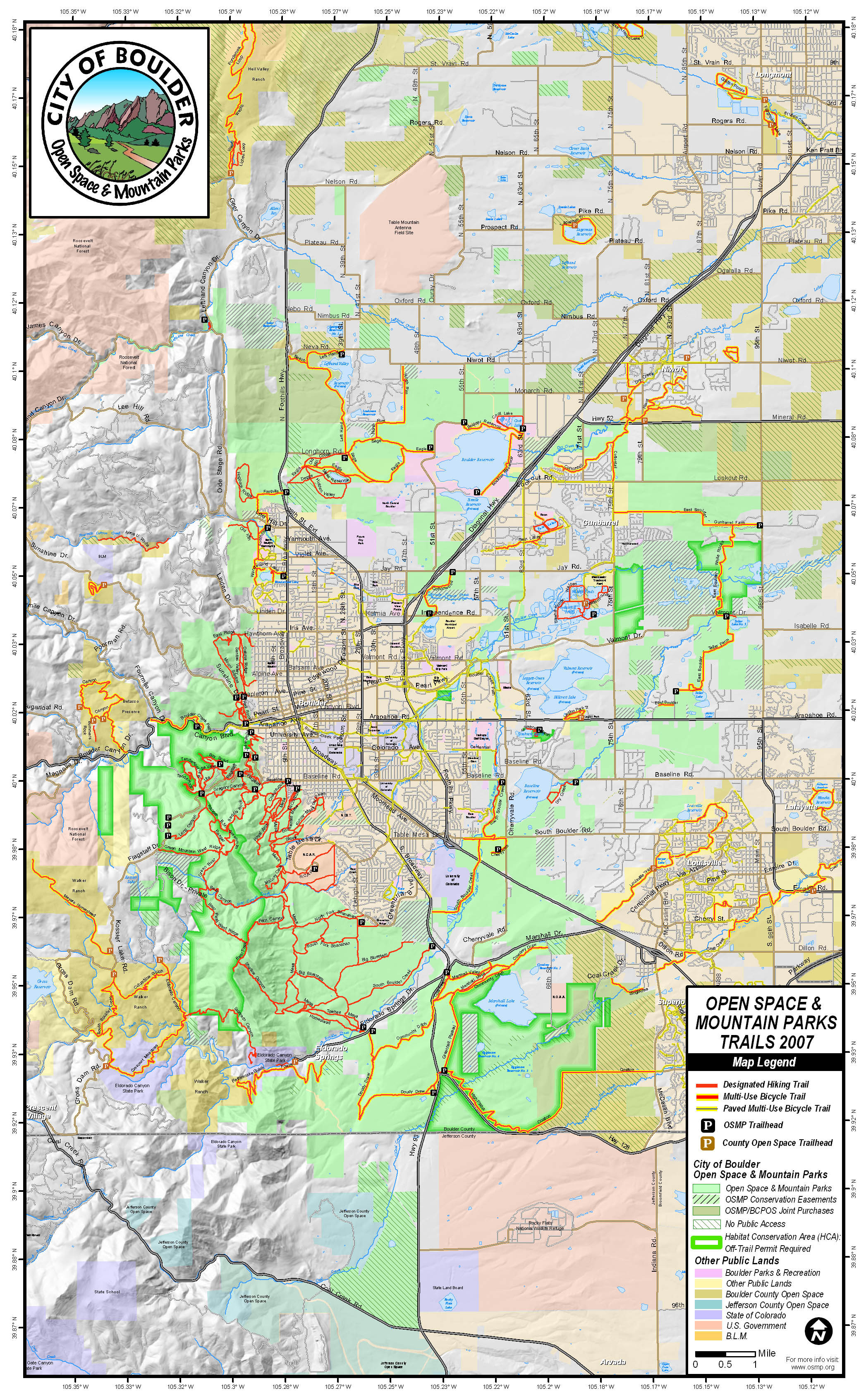 Boulder Open Space And Mountain Park Trail Map Boulder CO Mappery Boulder Open Space And Mountain Park Trail Map Boulder CO Mappery