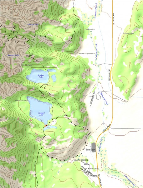 Bradley and Taggart Lake Hiking Map