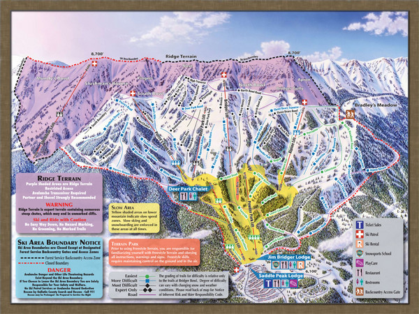 Bridger Bowl Ski Area Ski Trail Map
