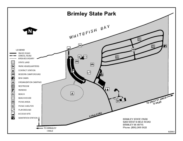 Brimley State Park, Michigan Site Map