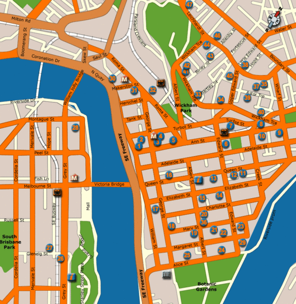 Brisbane Hotel Map