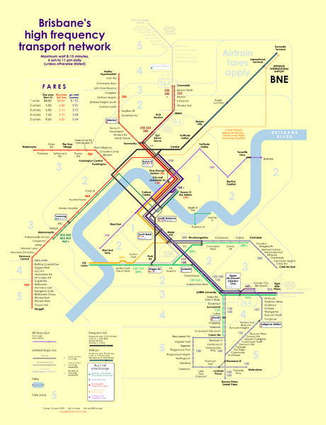 Brisbane frequent service guide Map