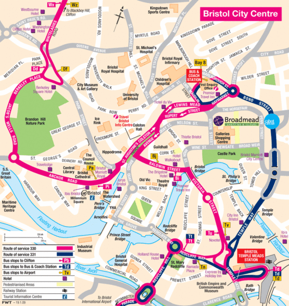 Town centre map for bristol south west uk. Bristol City Centre Map - Bristol Hotel Map - Bristol • mappery