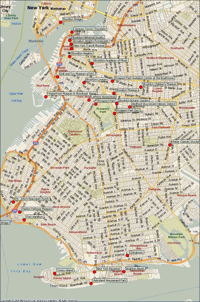 Brooklyn Attractions map