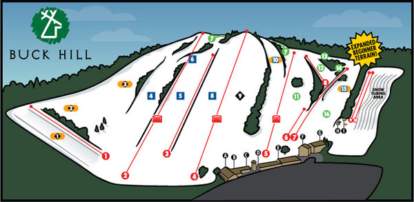 Buck Hill Ski Area Ski Trail Map