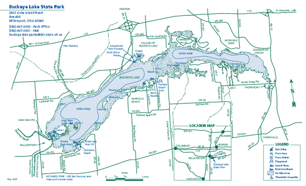 Buckeye Lake State Park map