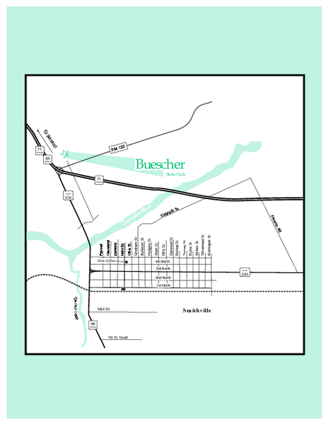 Buescher, Texas State Park Map