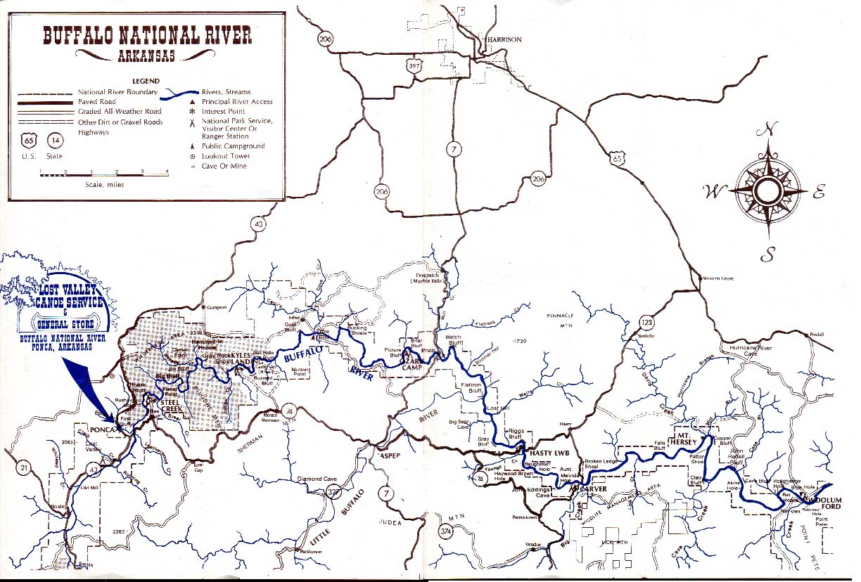 Buffalo National River Guide Map Harrison Arkansas Mappery