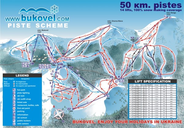 'Bukovel' Ski Resort Piste Map