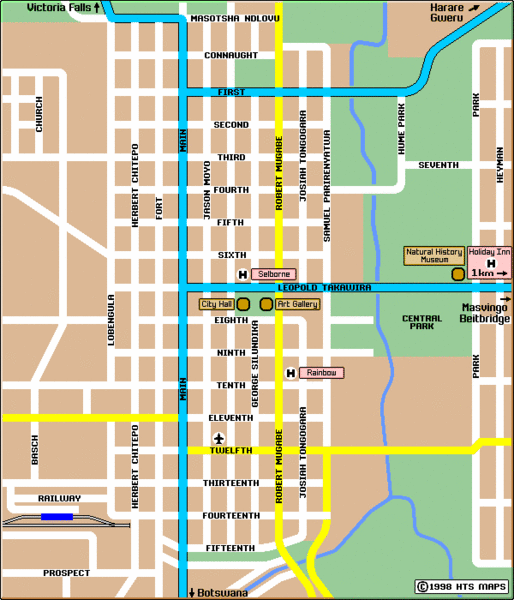 Bulawayo City Tourist Map