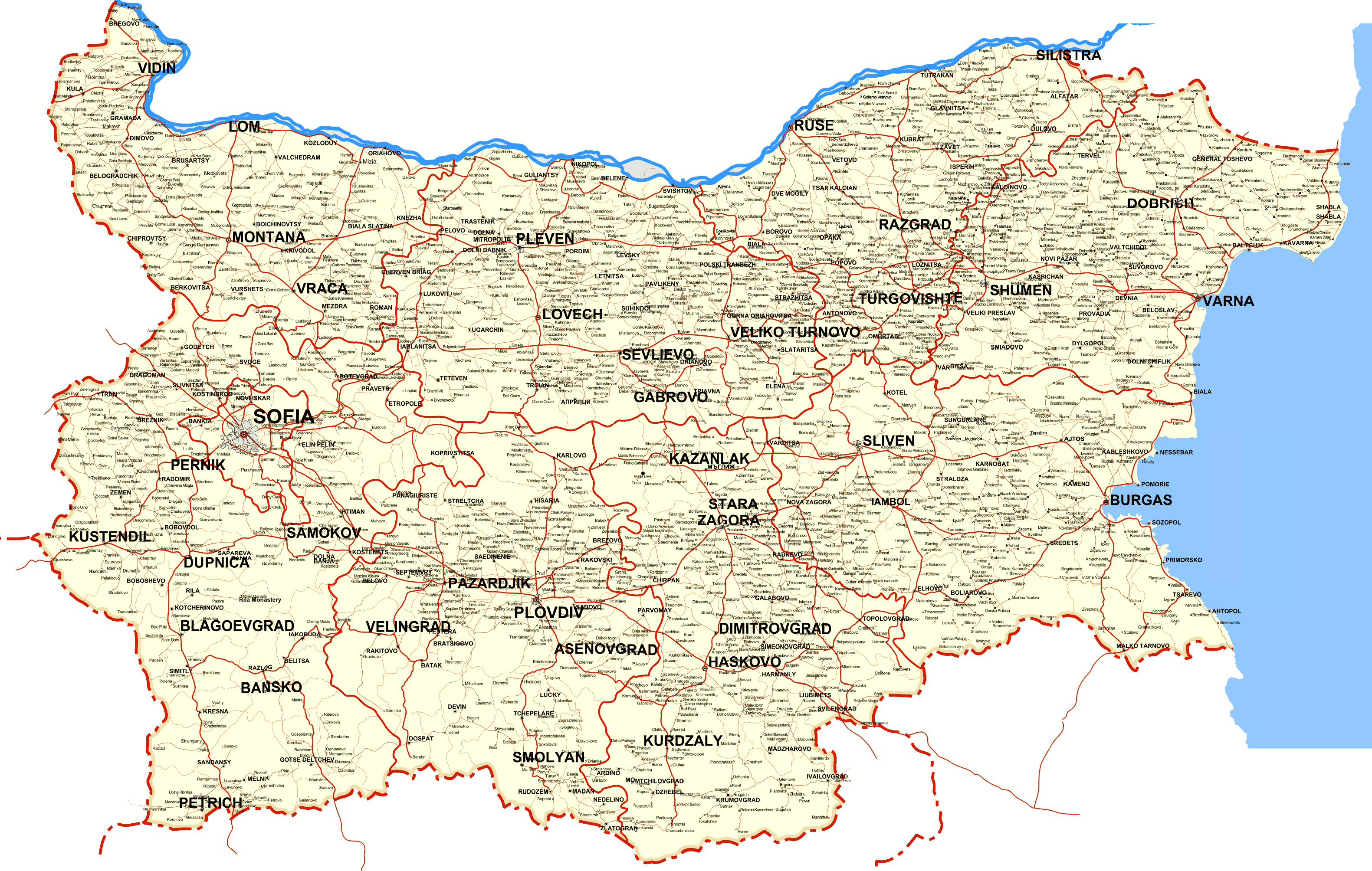 Bulgaria Cities Map - Bulgaria • mappery