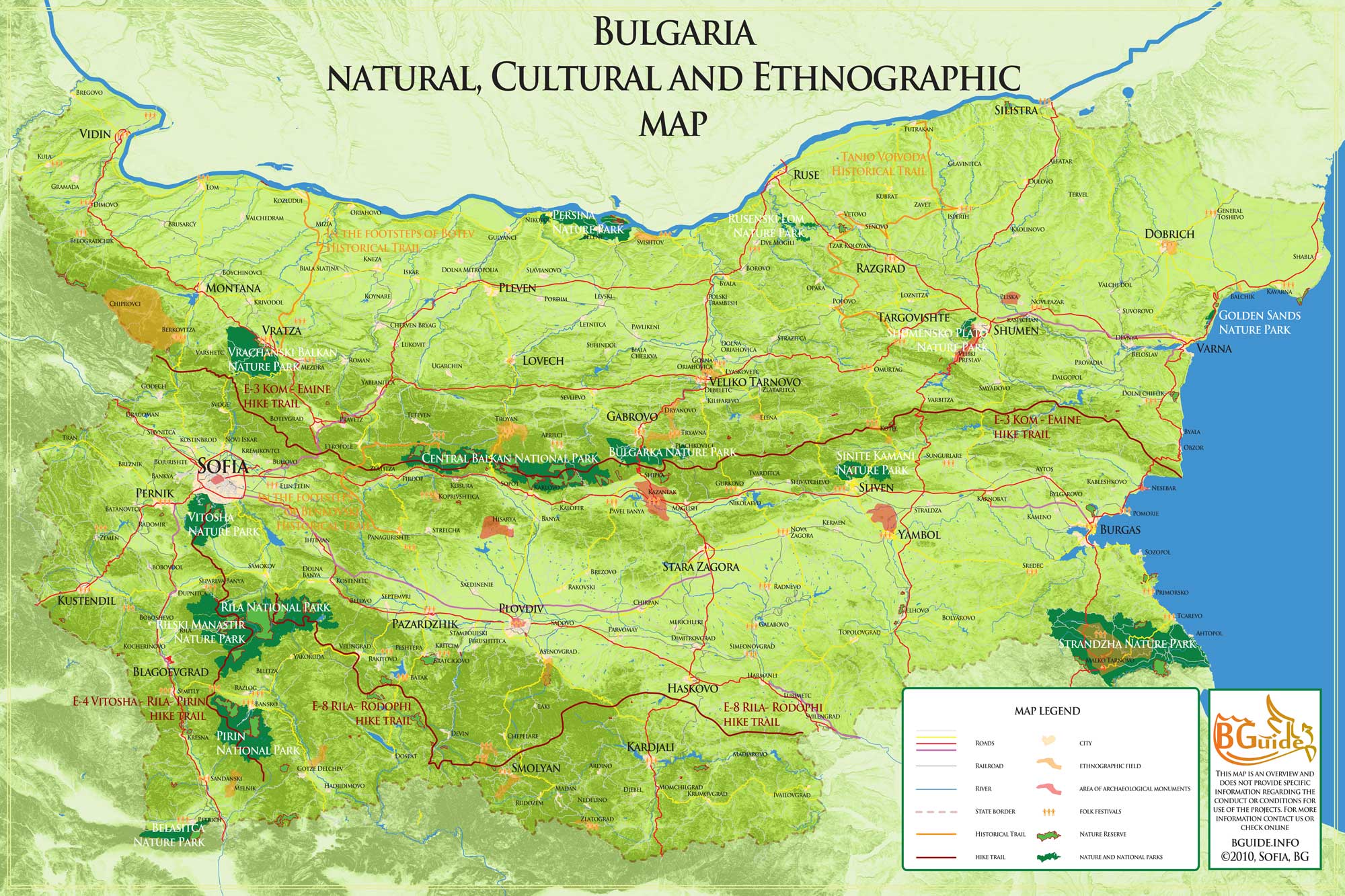 Bulgaria - natural cultural places Map - bulgaria • mappery