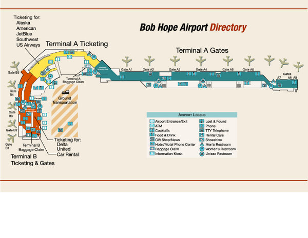 Burbank "Bob Hope" Airport Terminal Map