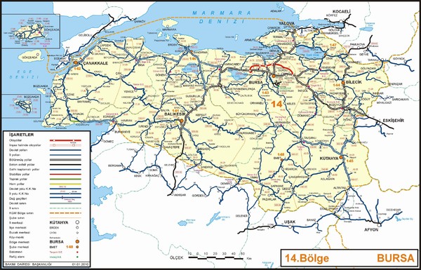 Bursa Region Highways Map