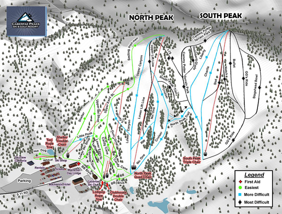 Caberfae Peaks Trail Map Caberfae Peaks Ski And Golf Resort Ski Trail Map - Michigan United States •  Mappery