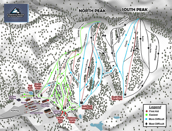 Caberfae Peaks Ski & Golf Resort Ski Trail Map