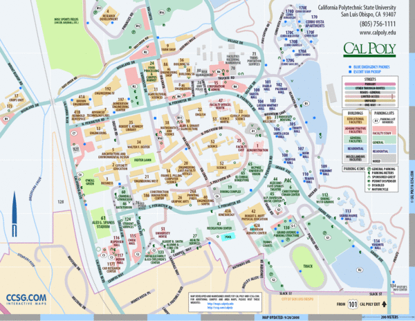 Cal Poly Campus Map San Luis Obispo California Usa Mappery