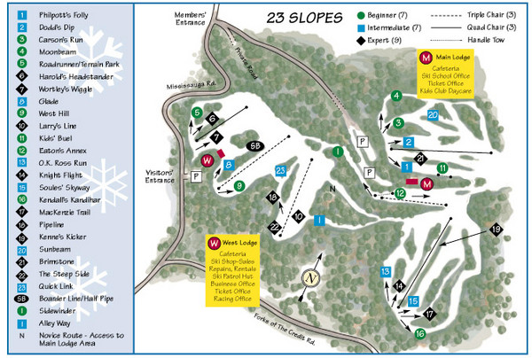 Caledon Ski Club Ski Trail Map