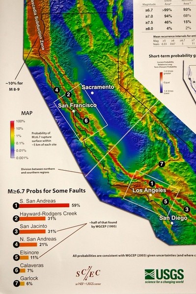 California Faults and Earthquake Probablity Statistics Map