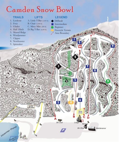 Camden Snow Bowl Ski Trail Map