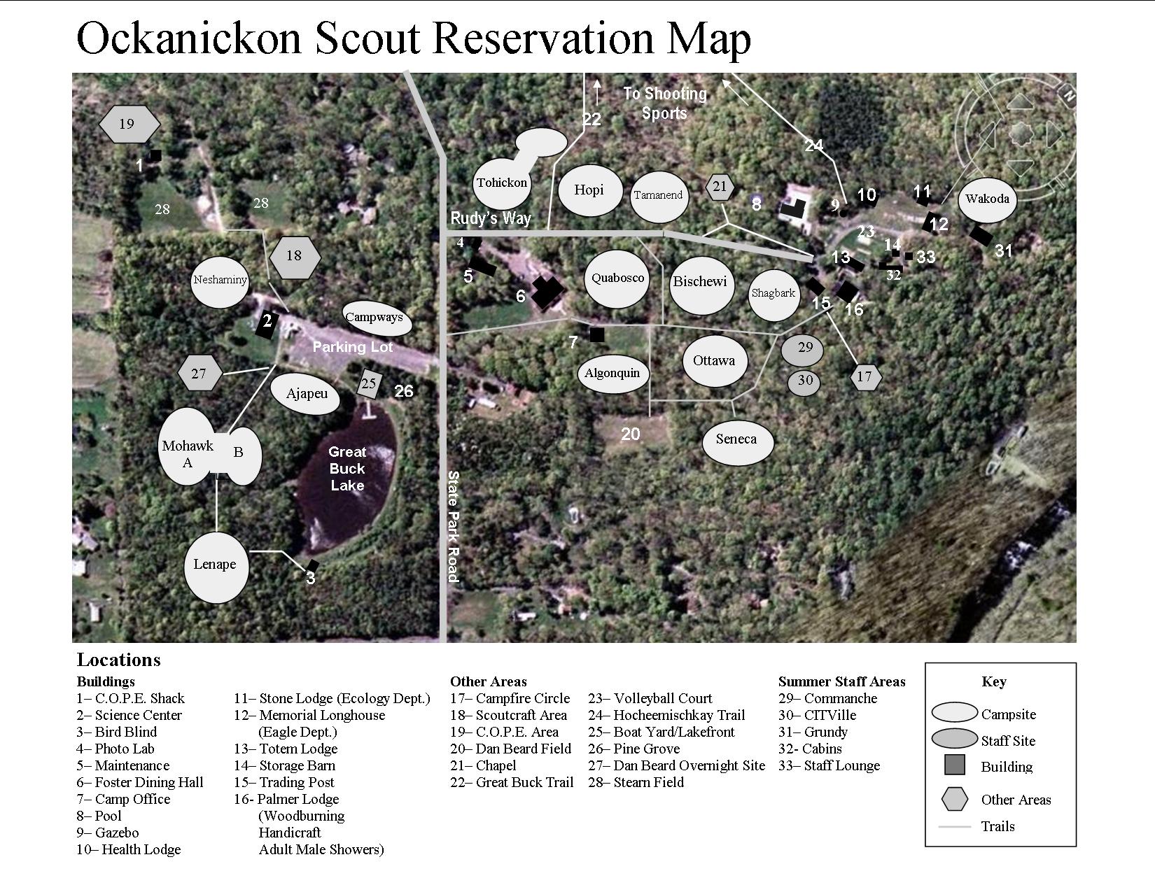 Camp Okanickon Scout Reservation Map Camp Okanickon Pipersville PA US