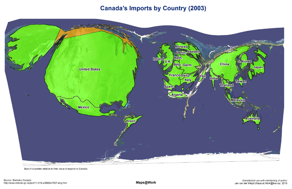 Canada Imports Cartogram 2003 Map