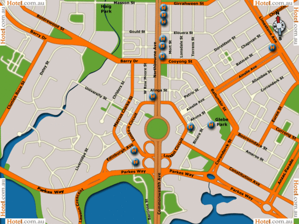 Canberra Hotels Map