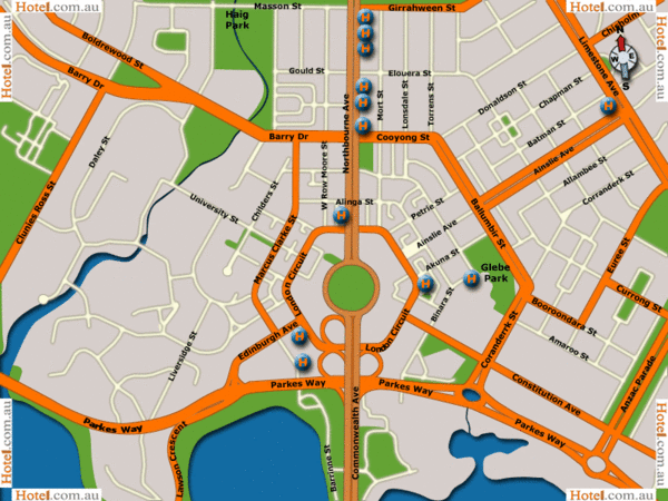 Canberra Hotels Map - Canberra • mappery