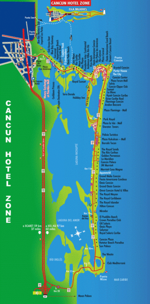 Cancun Mexico Hotel Map
