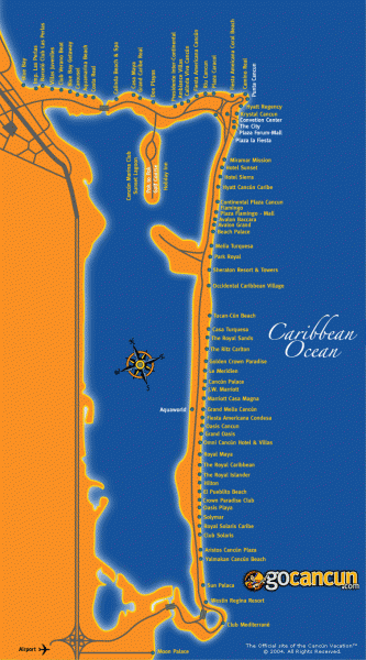 Cancun hotel map